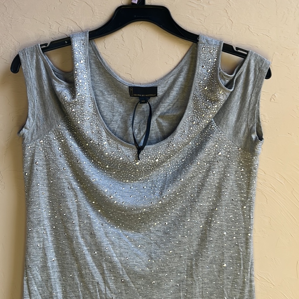 Rhinestone Peekaboo shoulder tank top
